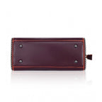 Women's Faux Leather Metal Beads Handbag (Wine Red)