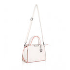 Women's Faux Leather Metal Beads Handbag (White)
