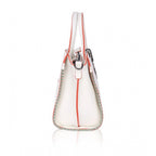 Women's Faux Leather Metal Beads Handbag (White)