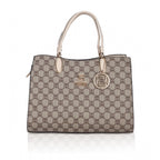 Women's Faux Leather Printed Handbag (Beige)