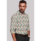Men's Cotton Blended Printed Full Sleeve Shirt (Multicolor)