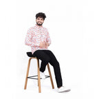Men's Cotton Blended Printed Full Sleeve Shortkurta (Multicolor)