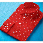 Men's Cotton Blended Printed Full Sleeve Shirt (Red)