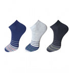 3_Pair Set Unisex Casual Cotton Striped Ankle Length Socks (Multicolor)