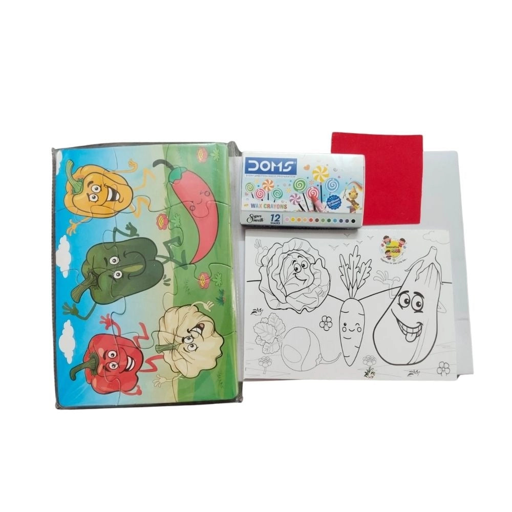 2 In 1 Puzzle &amp; Colors Vegetable | Cardboard | Educational Toys| 3+ Years
