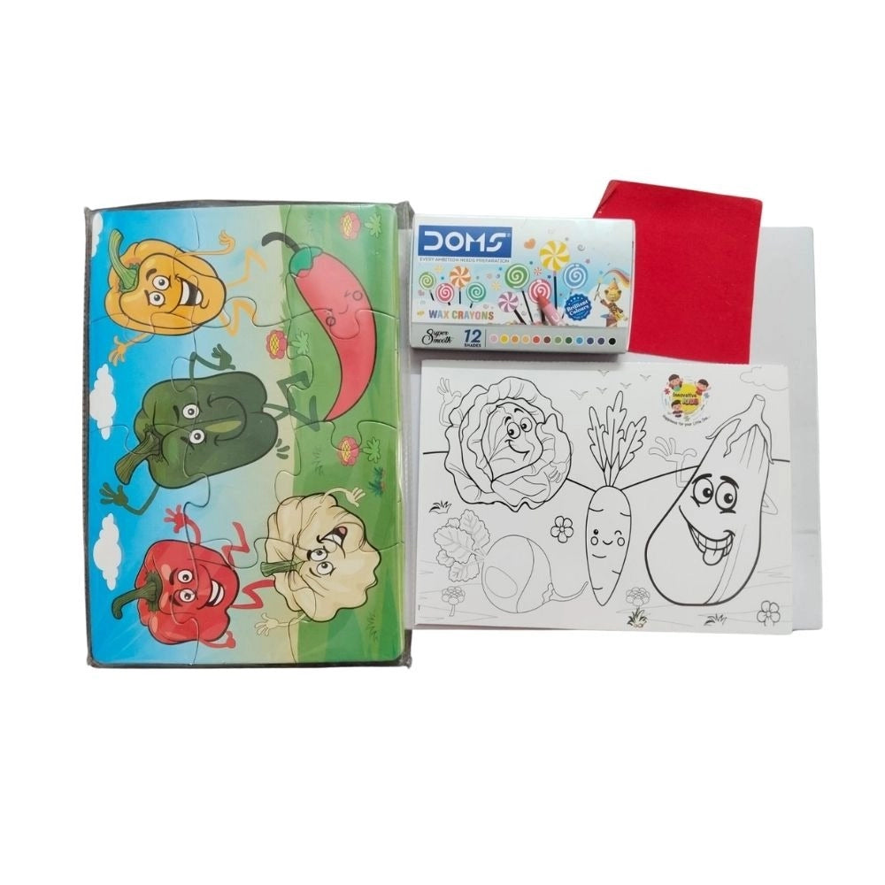 2 In 1 Puzzle &amp; Colors Vegetable | Cardboard | Educational Toys| 3+ Years
