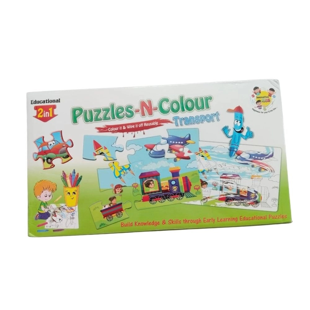 2 In 1 Puzzle &amp; Colors-Transport | Cardboard | Educational Toys| 3+ Years