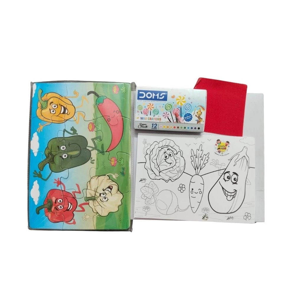 2 In 1 Puzzle &amp; Colors Vegetable | Cardboard | Educational Toys| 3+ Years