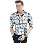 Men's Casual Floral Printed Cotton Blend Unstitched Shirt Fabric 1.6 Mtrs (White)