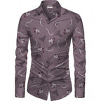 Men's Casual Floral Printed Cotton Blend Unstitched Shirt Fabric 1.6 Mtrs (Violet)