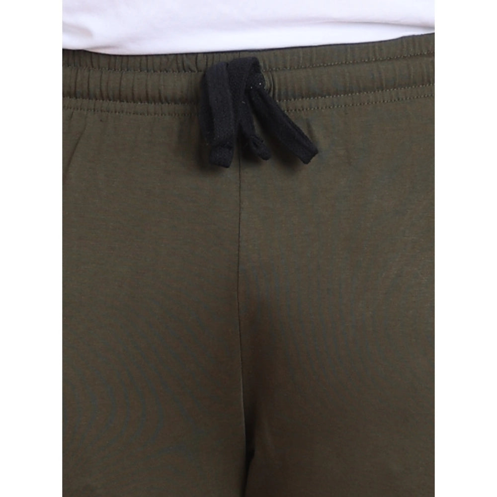 Men's Casual Cotton Striped Full Length Track Pant (olive)
