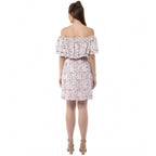 Women's Rayon Floral Half Sleeve Above Knee Dress (Multicolor)