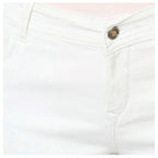 Women's Denim Solid Buttoned Jeans (White)