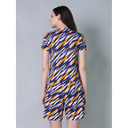 Women's Cotton Blended Printed Round Neck Half Sleeve Top - Shorts Set (Yellow)