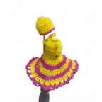 Laddu Gopal Tharad Dress Size: 0 To 6 (Yellow-Pink)