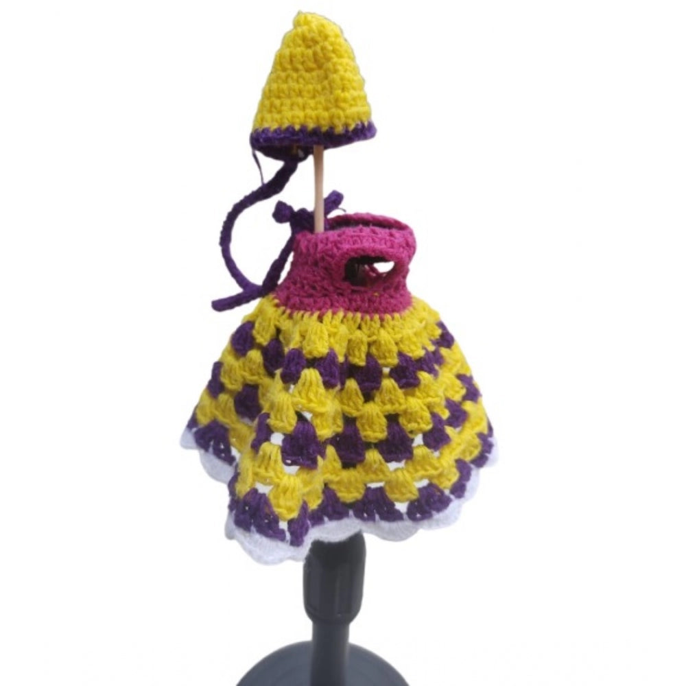 Laddu Gopal Tharad Dress Size: 0 To 6 (Yellow-Blue)