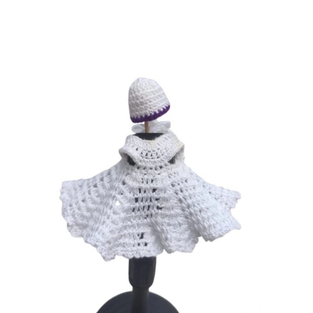 Laddu Gopal Tharad Dress Size: 0 To 6 (White-Lavender)