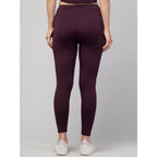 Women's Polyester Solid Ankle Length High-Rise Tights (Purple)