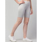 Women's Polyester Solid Above Knee High-Rise Shorts (Grey)