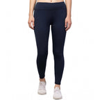 Women's Polyester Solid Ankle Length High-Rise Tights (Navy)