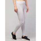 Women's Polyester Solid Ankle Length High-Rise Tights (Light Grey)