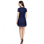 Women's Rasal Solid Round Neck Cap Sleeve Dress (Blue)