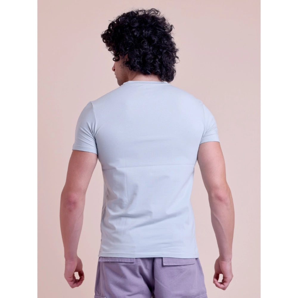 Men's Casual Cotton Solid Half Sleeve Round Neck T-Shirt (Grey)