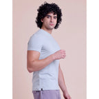 Men's Casual Cotton Solid Half Sleeve Round Neck T-Shirt (Grey)