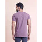 Men's Casual Cotton Solid Half Sleeve Round Neck T-Shirt (Berry)