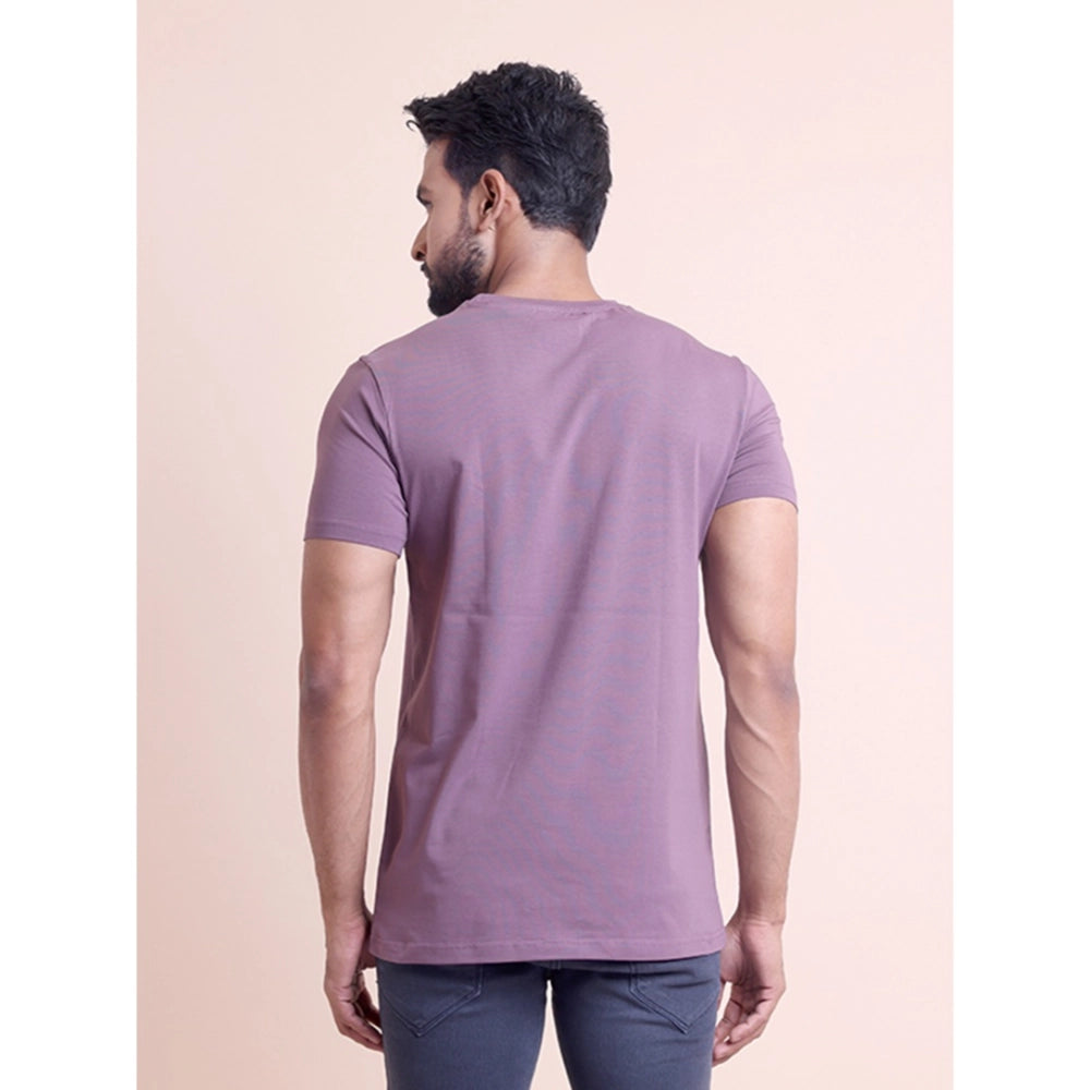 Men's Casual Cotton Solid Half Sleeve Round Neck T-Shirt (Berry)