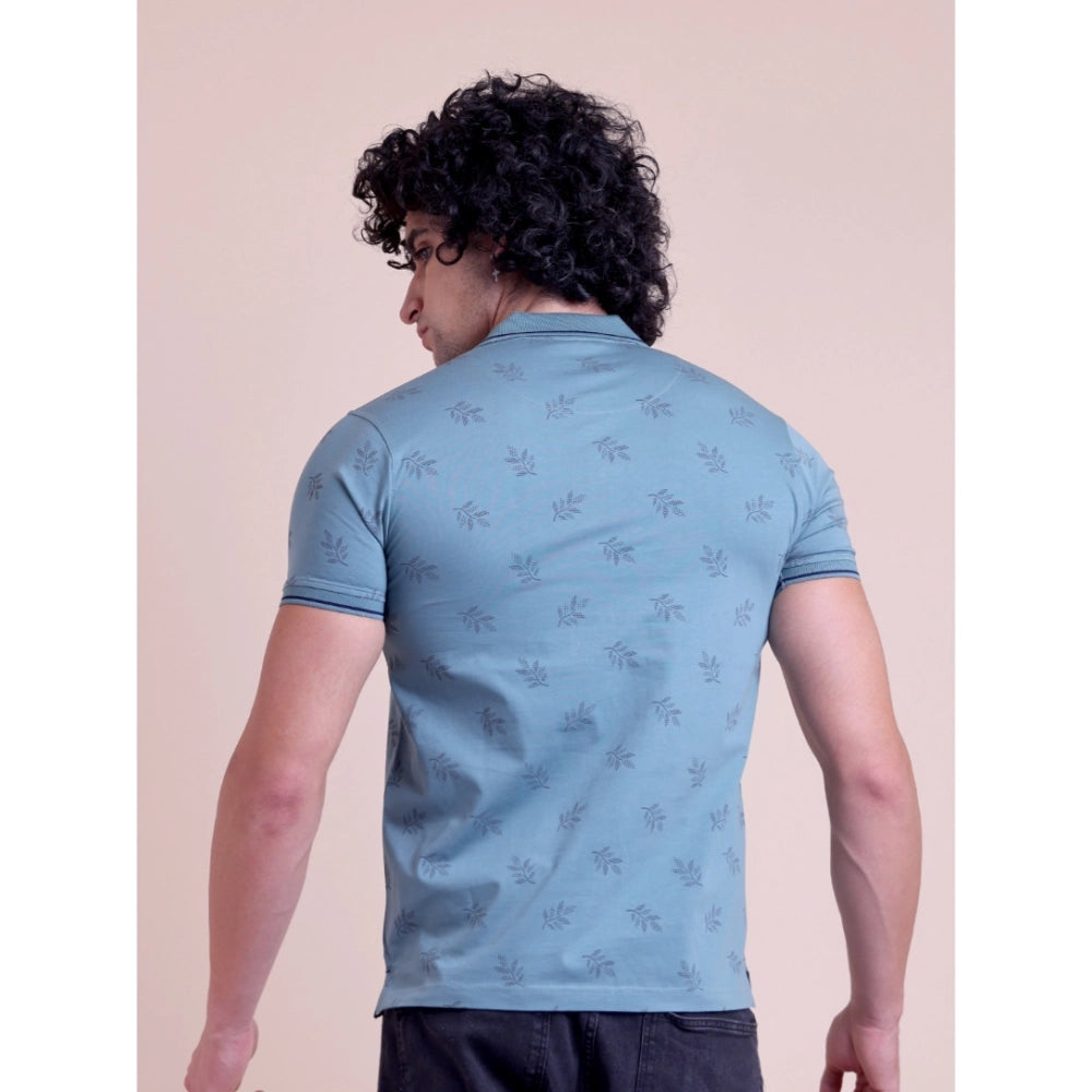 Men's Casual Cotton Printed Half Sleeve Round Neck T-Shirt (Green)
