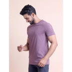 Men's Casual Cotton Solid Half Sleeve Round Neck T-Shirt (Berry)