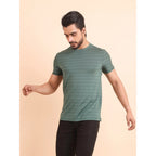 Men's Casual Nylon Solid Half Sleeve Round Neck T-Shirt (Green)