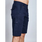 Men's Casual Cotton Solid Knee Length Cargo Shorts (Navy)