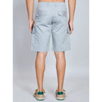 Men's Casual Cotton Solid Knee Length Cargo Shorts (Grey)