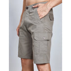 Men's Casual Cotton Solid Knee Length Cargo Shorts (DarkGrey)