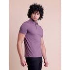 Men's Casual Cotton Solid Half Sleeve Polo Neck T-Shirt (Berry)