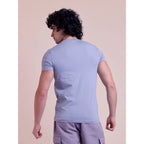 Men's Casual Cotton Solid Half Sleeve Round Neck T-Shirt (Purple)
