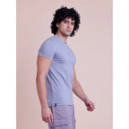 Men's Casual Cotton Solid Half Sleeve Round Neck T-Shirt (Purple)