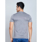 Men's Casual Nylon Solid Half Sleeve Round Neck T-Shirt (Black)
