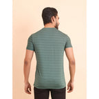 Men's Casual Nylon Solid Half Sleeve Round Neck T-Shirt (Green)