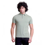 Men's Casual Cotton Solid Half Sleeve Polo Neck T-Shirt (Newsage)