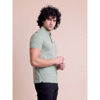 Men's Casual Cotton Solid Half Sleeve Polo Neck T-Shirt (Newsage)