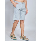 Men's Casual Cotton Solid Knee Length Cargo Shorts (Grey)