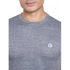 Men's Casual Nylon Solid Half Sleeve Round Neck T-Shirt (Black)