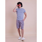 Men's Casual Cotton Solid Half Sleeve Round Neck T-Shirt (Purple)