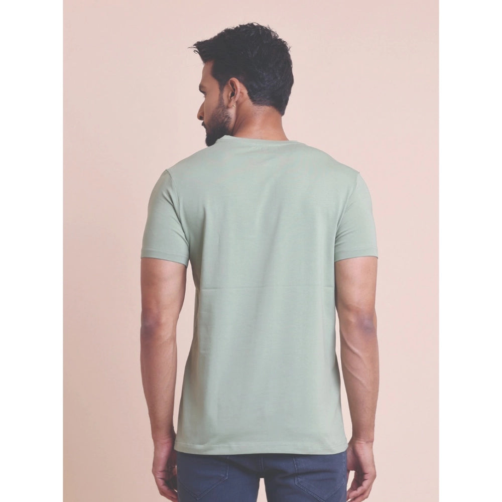 Men's Casual Cotton Solid Half Sleeve Round Neck T-Shirt (Newsage)