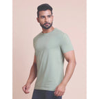 Men's Casual Cotton Solid Half Sleeve Round Neck T-Shirt (Newsage)