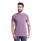 Men's Casual Cotton Solid Half Sleeve Round Neck T-Shirt (Berry)