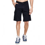 Men's Casual Cotton Solid Knee Length Cargo Shorts (Black)